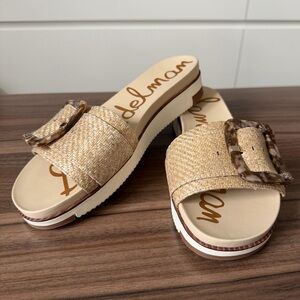 Like New - Sam Edelman Ariane Raffia Buckle Platform Slides (US 10)